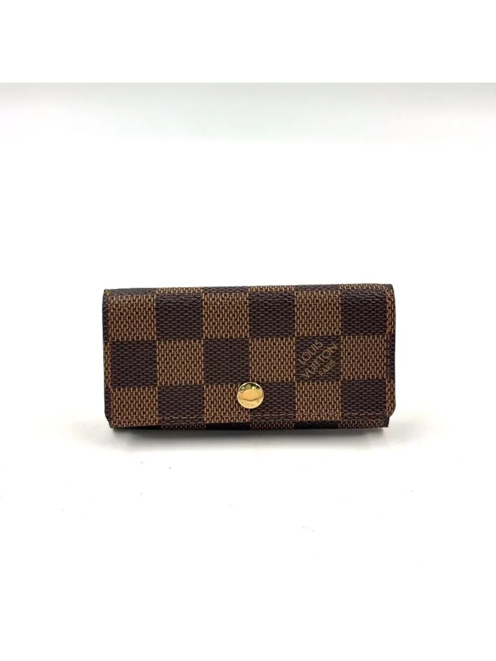 Louis Vuitton Multicles 4 Damier Ebene Leather Brown Key Case Gold Key Holder